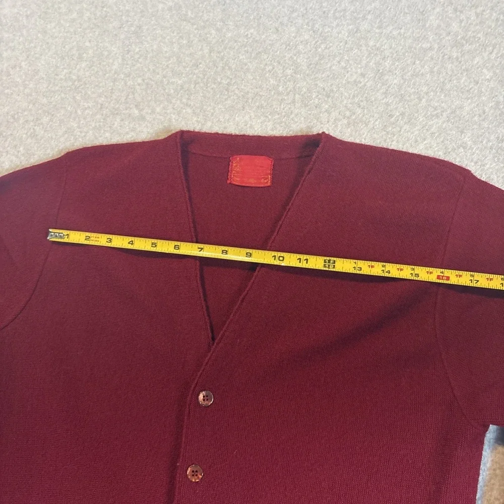 Vtg Kings Road Sears Cardigan Sweater Men's Sz M Dk Red Orlon Acrylic Sw1